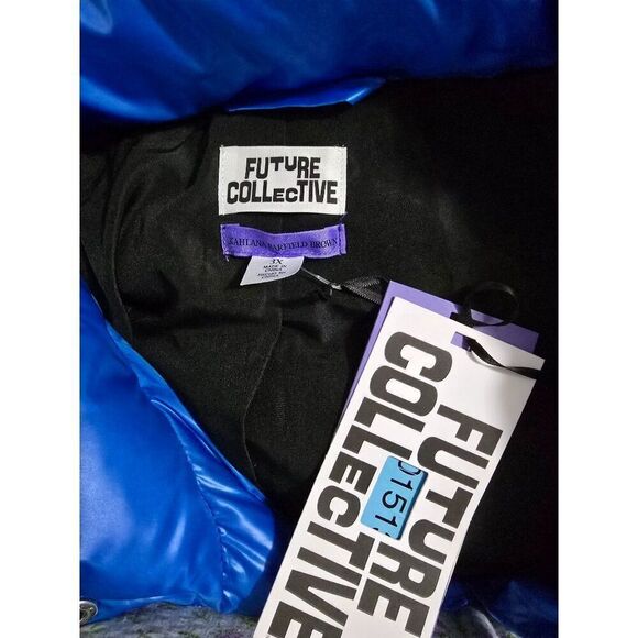 Blue Puffer Jacket By Future Collective Recycled Polyester Size L - Picture 6 of 8